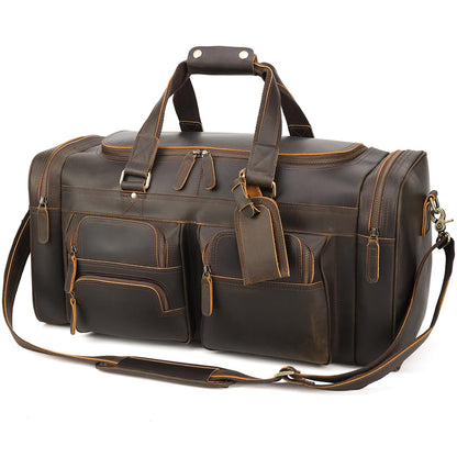Polare 26" Leather Duffel Weekender Travel Bag For Men With Full Grain Cowhide Leather 56L