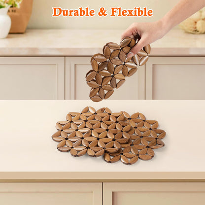 Dovesail 9 Pack Bamboo Trivet Mat for Hot Dishes, 6.5/8.3/10 Inch Heat Resistant Hot Pads Trivets, Hot Pad to Protect Your Table and Countertop, Hot Tea Pot Coaster for Coffee Pot