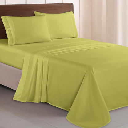 1500 4-Piece Set, Elegant Comfort Luxurious Premium Hotel Quality Microfiber Three Line Embroidered Softest Bed Sheet