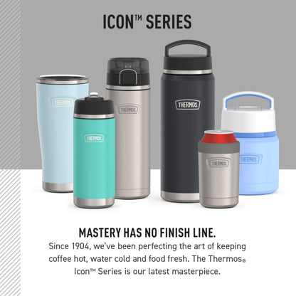 THERMOS ICON Stainless Steel Food Jar with Spoon, 12 Ounce, Black