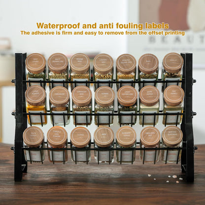 TESUNMU Label4oz (48) Spice Jars with Seasoning Containers, Glass Spice Bottles with Shaker Lids,Funnel, Chalk Pen