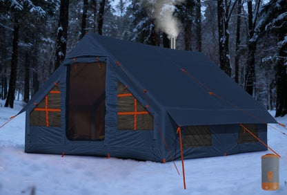 8-10 Person Inflatable Camping Tent with Stove Jack, Two Room Glamping Inflatable Tents,Waterproof Hot Tent Easy Setup Blow Up Tents for Camping
