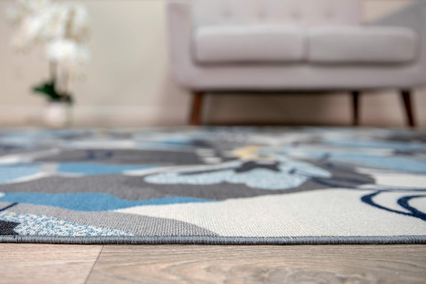 Rugshop Modern Large Floral Non-Slip Area Rug, 20" X 30", Gray-Blue
