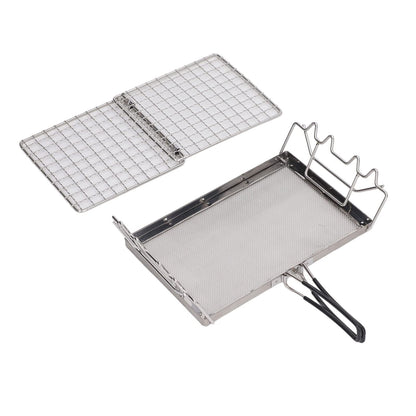 Topyond Portable Stainless Steel Camping Stove Toaster, Folding Outdoor Toaster Rack Holder Stable Structure with Handle for BBQ Camping Picnic