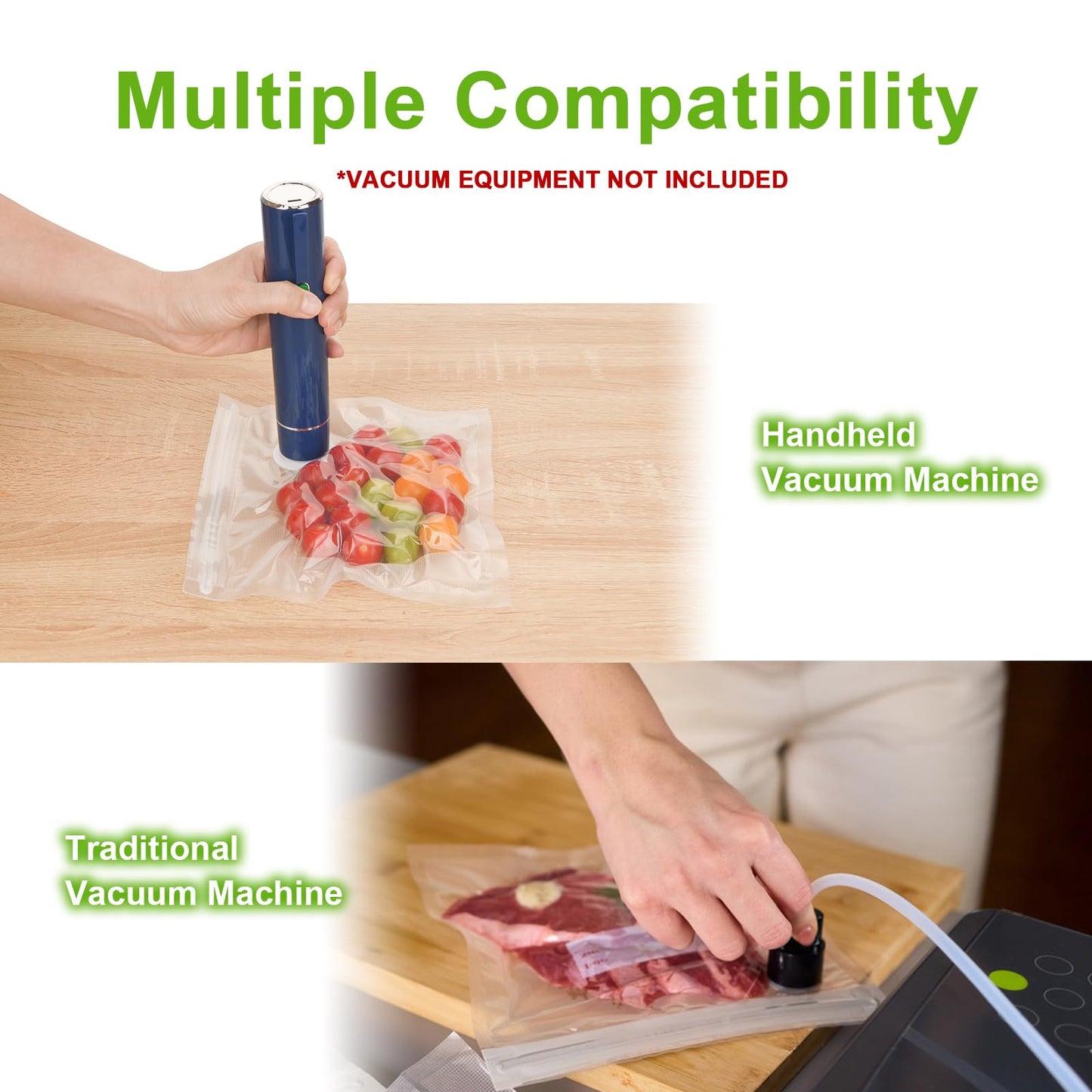 60 PCS Vacuum Sealer Bags for Food, BPA-Free Reusable Vacuum Zipper Bags with Upgraded Air Valve, Sous Vide & Meal Prep Vacuum Storage Bags, Compatible with Handheld & External Vacuum Sealer Machines