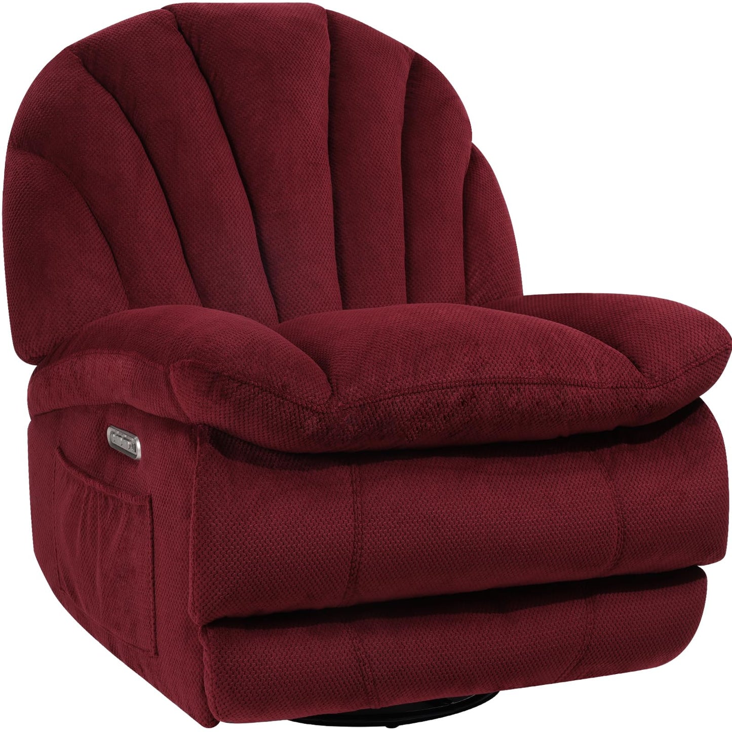 EONIX Dual Motor Power Swivel Rocker Recliner Chair for Living Room, Power Adjustable Backrest and Extended Footrest, Shell Shape Recliner Chair with USB Charging Ports, SXXY004021, Burgundy