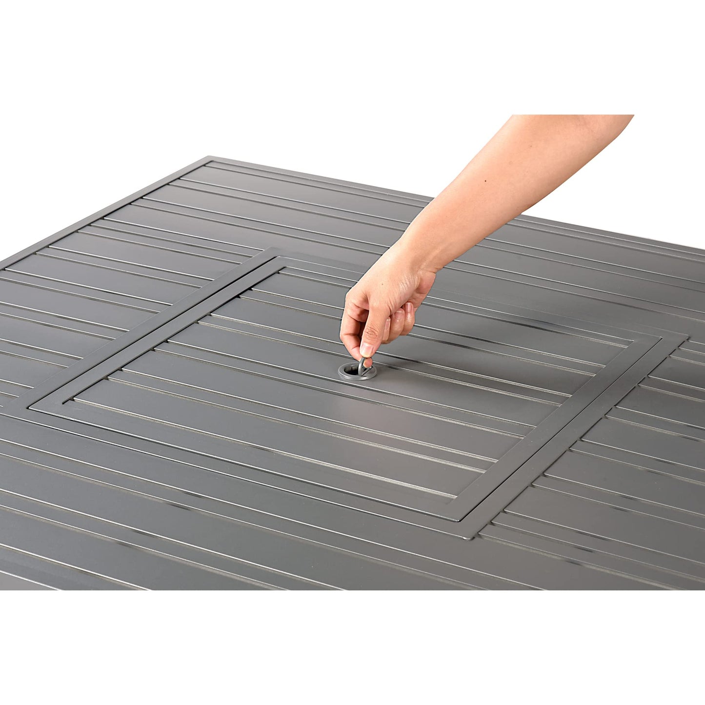 Oakland Living Square 42 in. x 42 in. Aluminum Propane Fire Pit Table with Glass Beads, Two Covers, Lid, 57,000 BTUs in Grey Finish