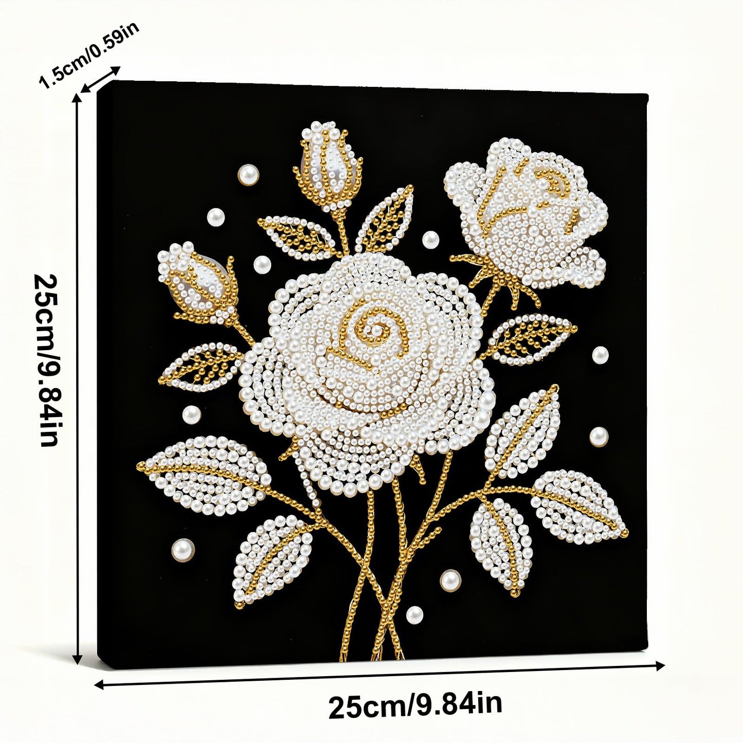 yzARTche Diamond Art Pearl Painting Kit, DIY Pearl Art Painting with Black Frame, Handmade Gem Dot Picture Craft for Home Wall Decor Present Set-21-Rose