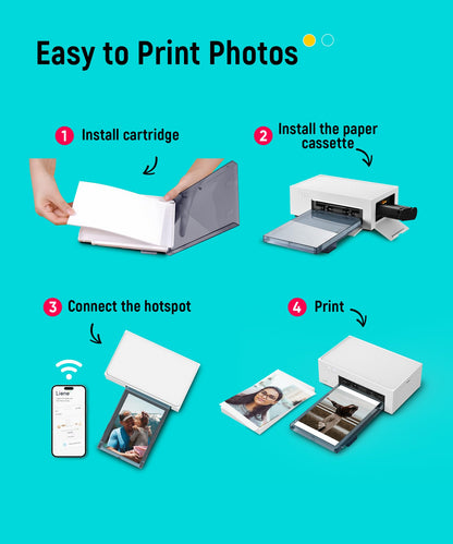 Liene M100 4x6'' Photo Printer, Wi-Fi Picture Printer, 20 Sheets, Full-Color Photo, Instant Phone Printer for iPhone, Android, Smartphone, Thermal Dye Sublimation, Portable Photo Printer for Home Use