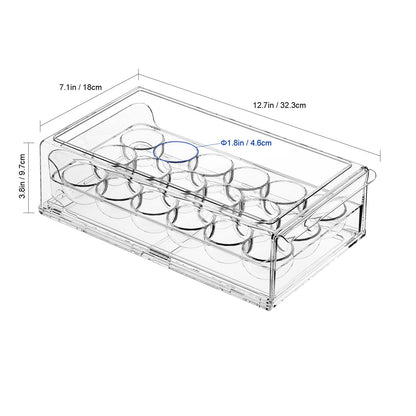 BPA Free Refrigerator Organizer Bins, Stackable Egg Holder, 18 Egg Tray