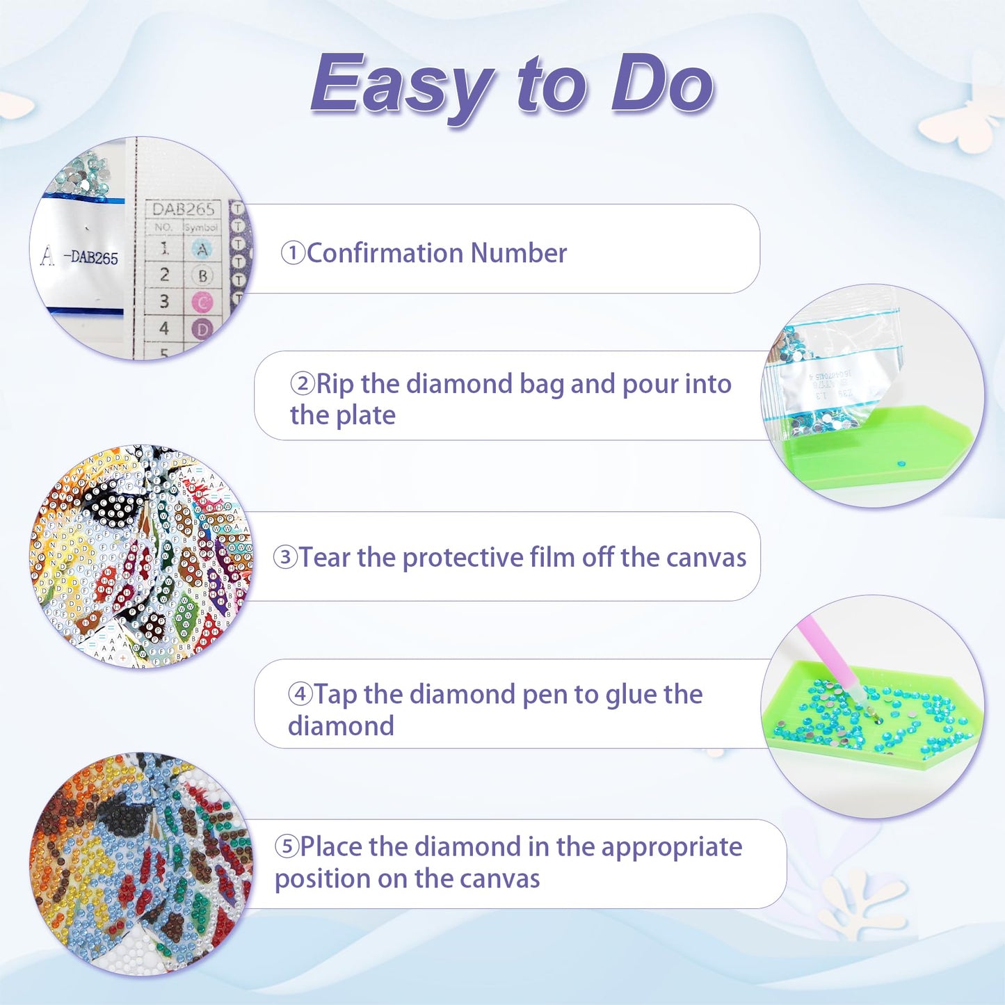 lesaonsy Animal Diamond Painting Kit for Kids, 4-Pack Set Diamond Art Kits for Boys & Girls, Gem Art DIY Craft -Dog, Lamb, Bunny, Giraffe