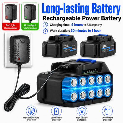 Cordless Portable Cleaning Tools, Brushless Portable Power Machine with LCD Display,100 Levels Adjustable,2×21VRechargeable Batteries 6-in-1 Nozzle Sprayer for Car,Patio,RV,Fence & Yard Cleaning