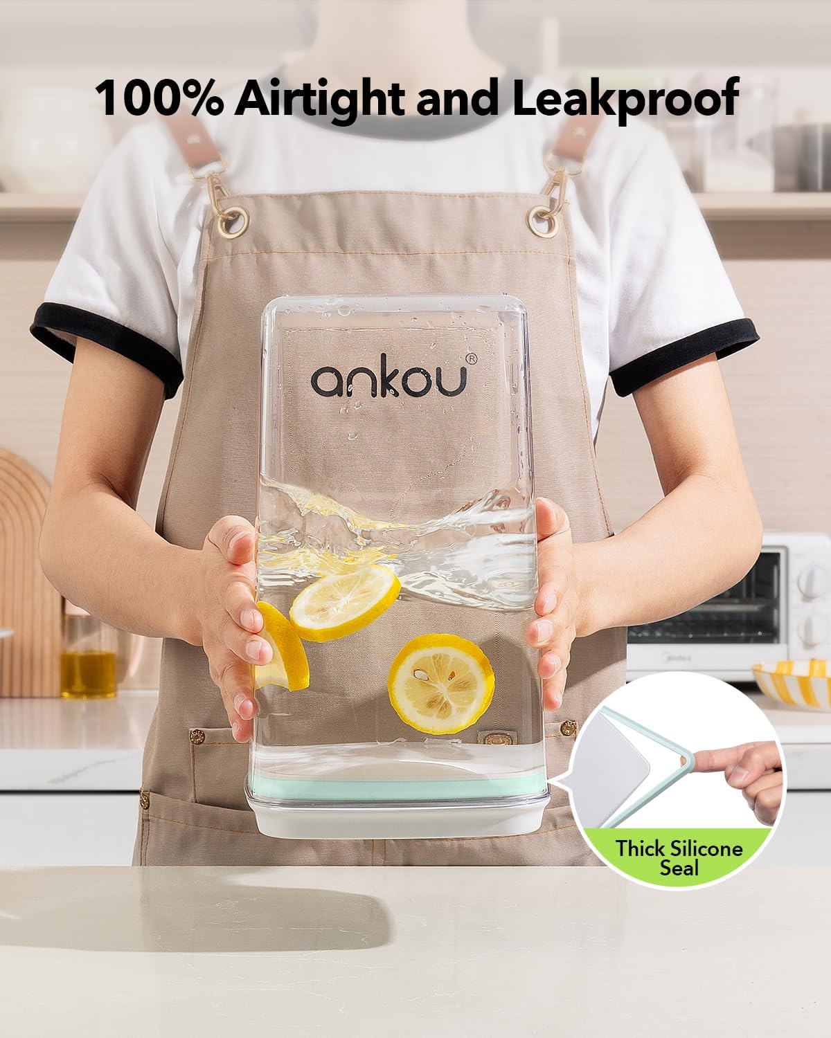 130ml 4L/4.2qt Ankou Airtight Pop Food Storage Container with Lid & Scoop, BPA-Free Cereal, Rice, Flour, Pasta & Snack