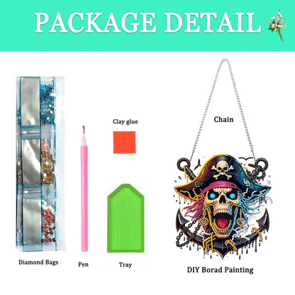 Auremi Pirates Diamond Art Pendant Kits,5D Skulls Diamond Art Diamond Painting Hanging Kits,DIY Special Shaped Diamonds Painting Suncatcher Pendant Kit for Adults for Gift Wall Home Decor