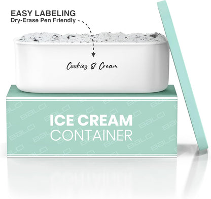2 Frozen BALCI - Ice Cream Container - Quart - Perfect Reusable Freezer Storage for Homemade Ice Cream Tubs for Sorbet