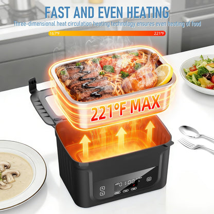 GALOKEO 2026 Upgraded Cordless Electric Lunch Box for Adults, 20,800mAh Rechargeable Heated Lunch Box with Even Heating, XL 6.3 Cup Self-Heating Lunch Box for Construction, Office & Travel