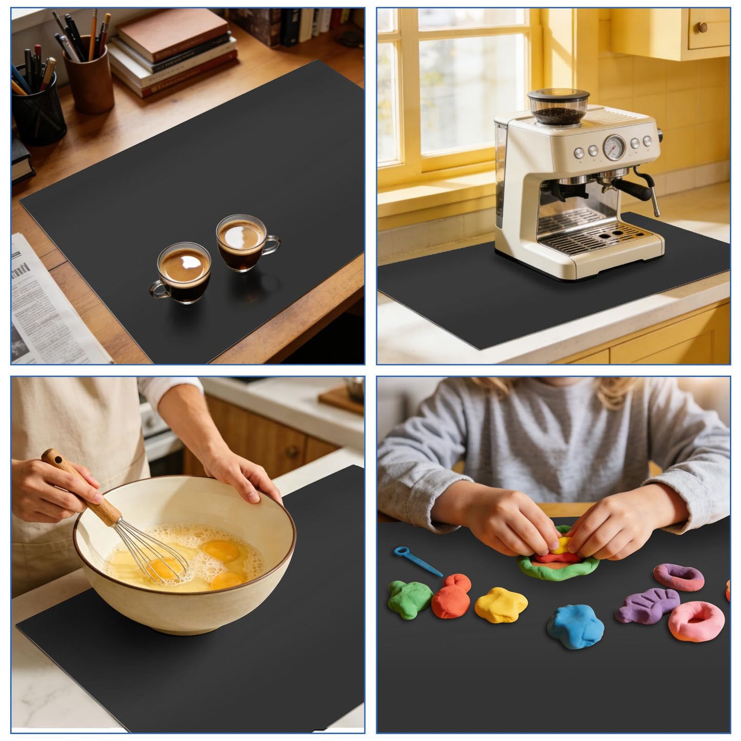 VOKOY Large Silicone Mat for Crafts, 48"x24", Extra Large Silicone Mats,Thick Black Silicone Mat for Kitchen Countertop, Heat-resistant Washable Large Silicone Pastry Mat for Crafts Painting Baking