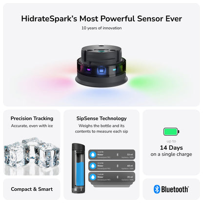 Hidrate Spark PRO Smart Water Bottle 21oz Brushed Steel | Tracks Water Intake, Bluetooth, LED Glow Reminder, When You Need to Drink, Chug Lid