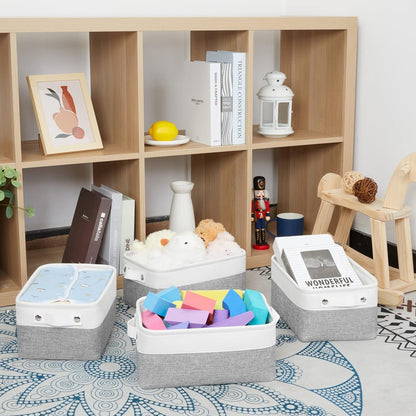 Bidtakay Small Storage Baskets [4-Pack] Fabric Bins for Baby Organizer Shelf Nursery Storage Collapsible Bins