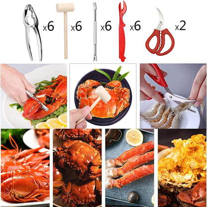 New Starting Point Trading 26 PCS Seafood Tools - Crab Crackers, Scissors, Lobster Sheller, Nutcracker Set for Seafood