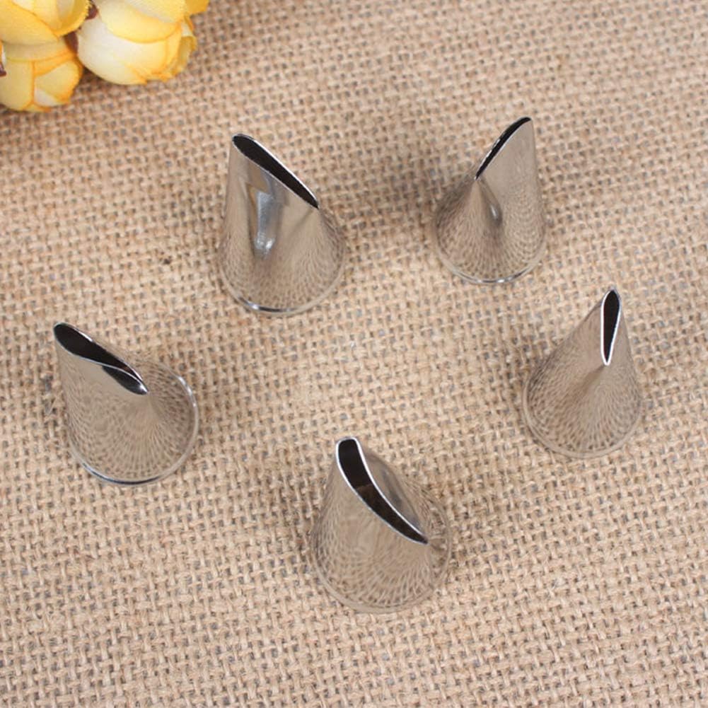 BeeSpring 5 pcs Petal Piping Nozzles, Stainless Steel Cake Decorating Tips for Rose Flower Pastry DIY Tools