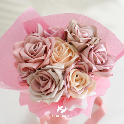 HUIHUANG Rose Pink Ribbon 1-1/2" Dusty Rose/Rose Gold/Rose Pink/Rosy Mauve/Vanilla/Peach Satin Ribbons for Wedding Flower Bouquet Bows Bridal Gift Wrap and Crafts- 6 Rolls, Total 30 Yards