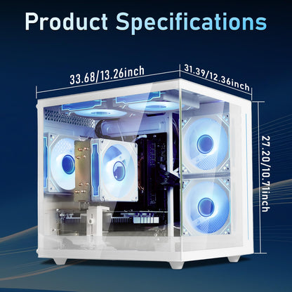 suevery Pre-Built Gaming PC | DDR4 16G RAM | AMD Ryzen5 5500 6Cores 3.6G Up to 4.1G | M.2 512G SSD | RX 6500XT 4G | WiFi 6 White Desk top Computers 4K Pro