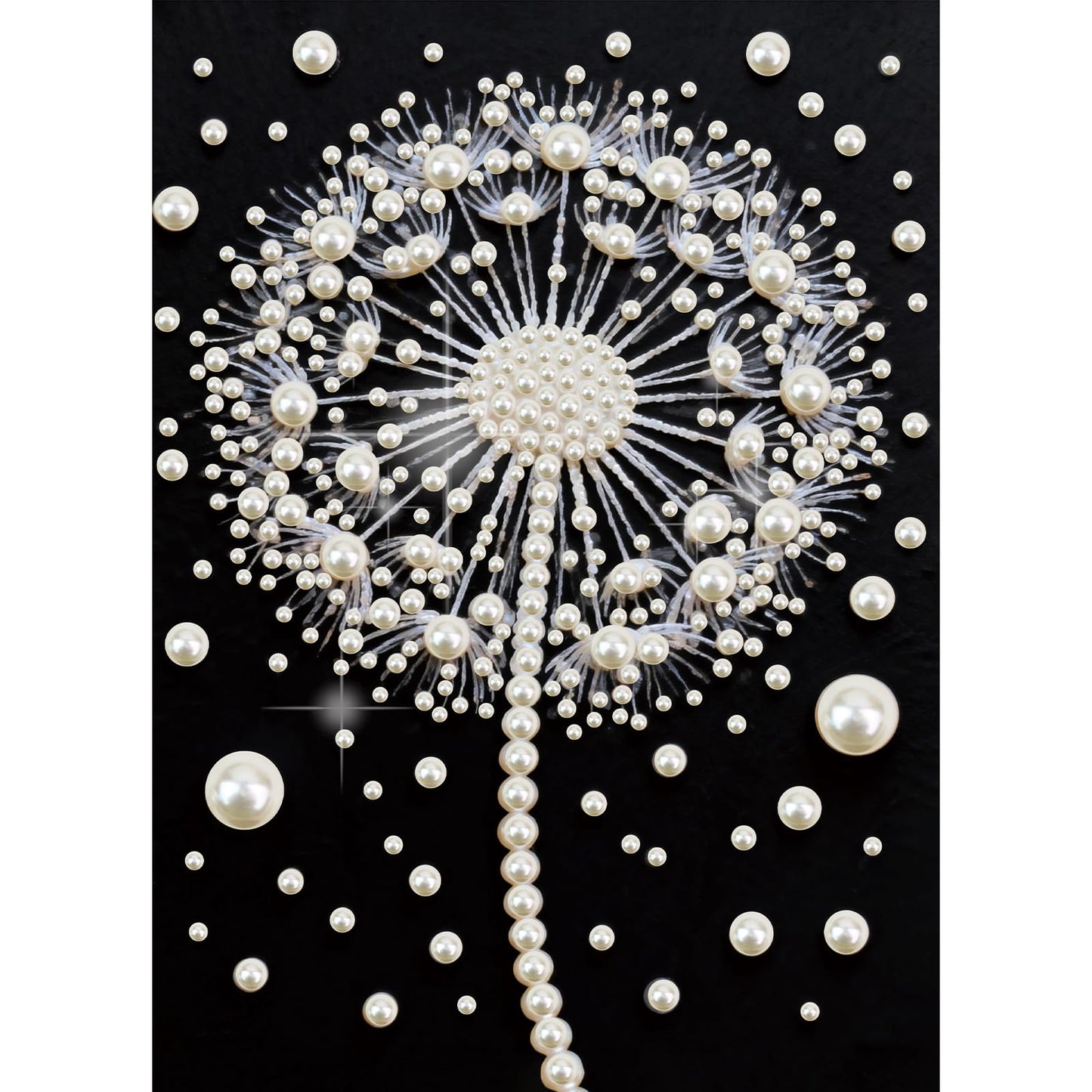 Stalente Pearl Diamond Painting Kits for Adults Dandelion, 5D Special Shape Diamond Art Kits for Beginners, Crystal Rhinestones Diamond Painting for Home Wall Decoration Gift 12×16inch, Flower
