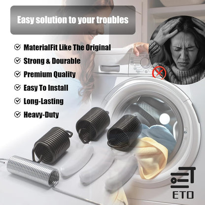 Premium Washer Repair Kit, Includes 3 Suspension Springs, 1 Counterweight, 3 Tub Wear Pads, Compatible with Major Brands