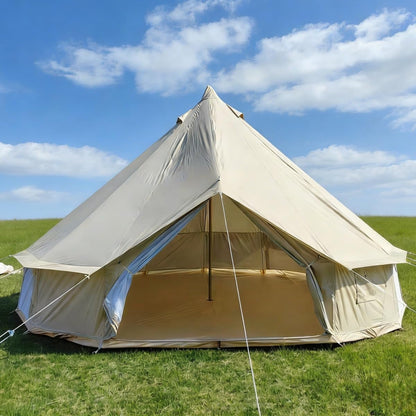 Outdoor Camping 13ft/16.4ft Oxford Bell Tent with Sewn-in Groundsheet for 4-8 Persons, Large Glamping 4M/5M Yurt Tent with Stove Jack for Winter Camping (16.4FT(5 Meter Bell Tent))