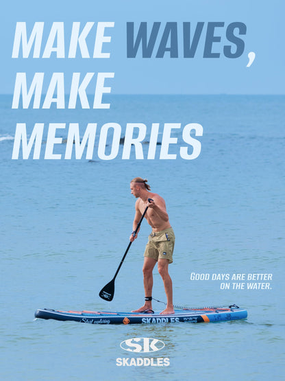 SKADDLES 11’6 × 35" Inflatable SUP–Super Wide, Stable Stand Up Paddle Board for Adults, Youth, Family & Pets, High Weight Capacity, Non-Slip EVA Deck, Premium Accessories (FLASHLINE · Electric Minnow)