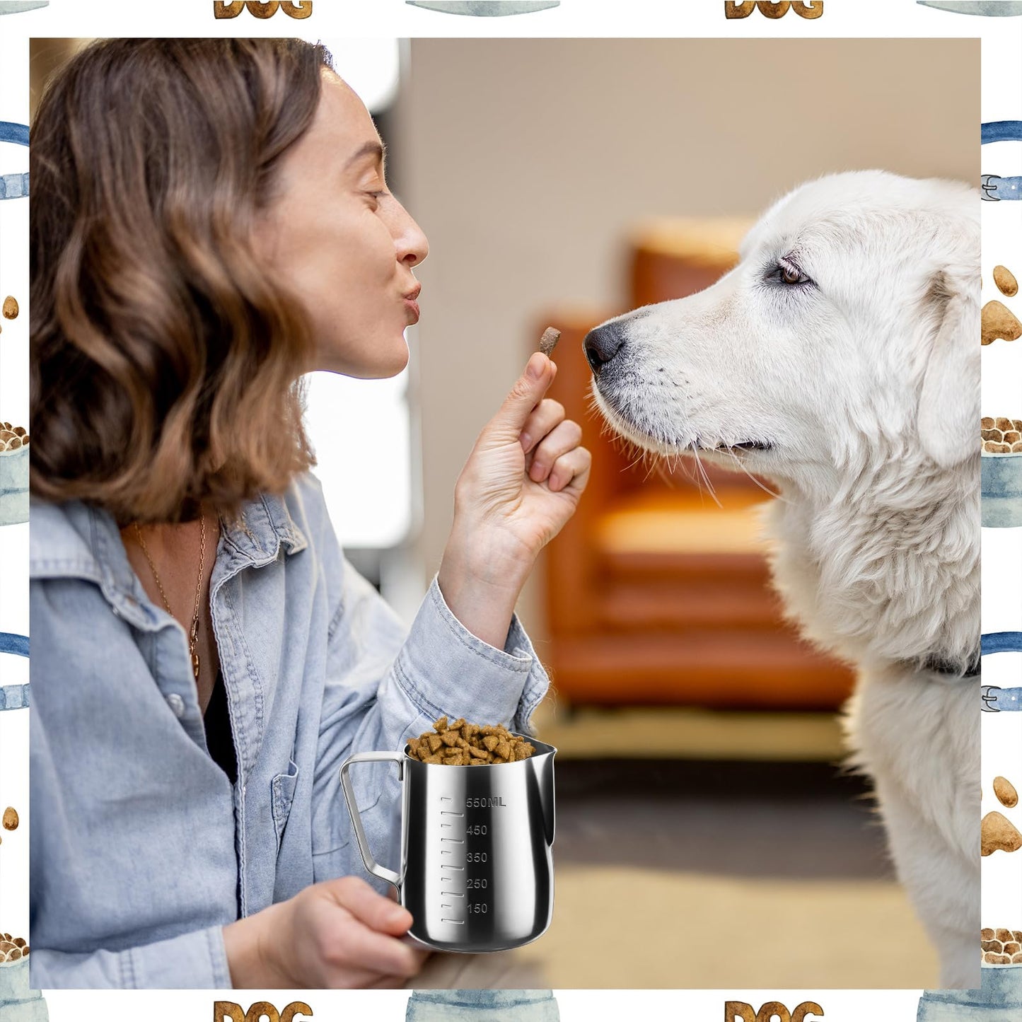 Ashmacdo 2.5 Cup Dog Food Scoop Stainless Steel Dog Food Measuring Cups Pet Food Scoop with Precision Scale Measurements for Dogs,Cats or Bird Foods, Injection Molded and Dishwasher Safe (2.5 CUP)