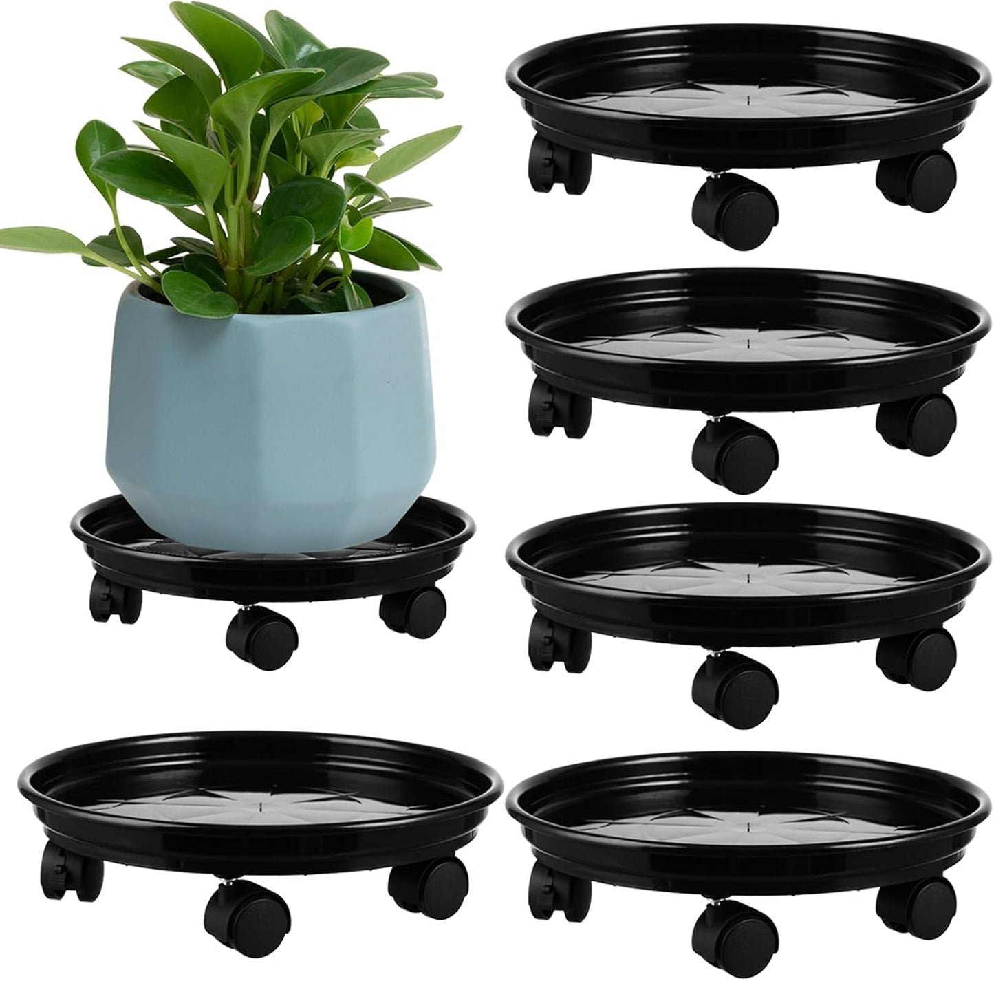5 Packs 11.8" Plant Caddy With Wheels Plastic Rolling Stands Heavy-Duty Dolly With Casters Indoor Outdoor Wheeled