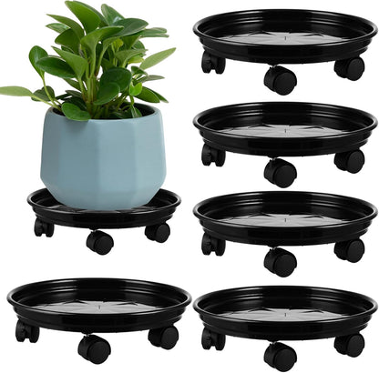 5 Packs 11.8" Plant Caddy With Wheels Plastic Rolling Stands Heavy-Duty Dolly With Casters Indoor Outdoor Wheeled