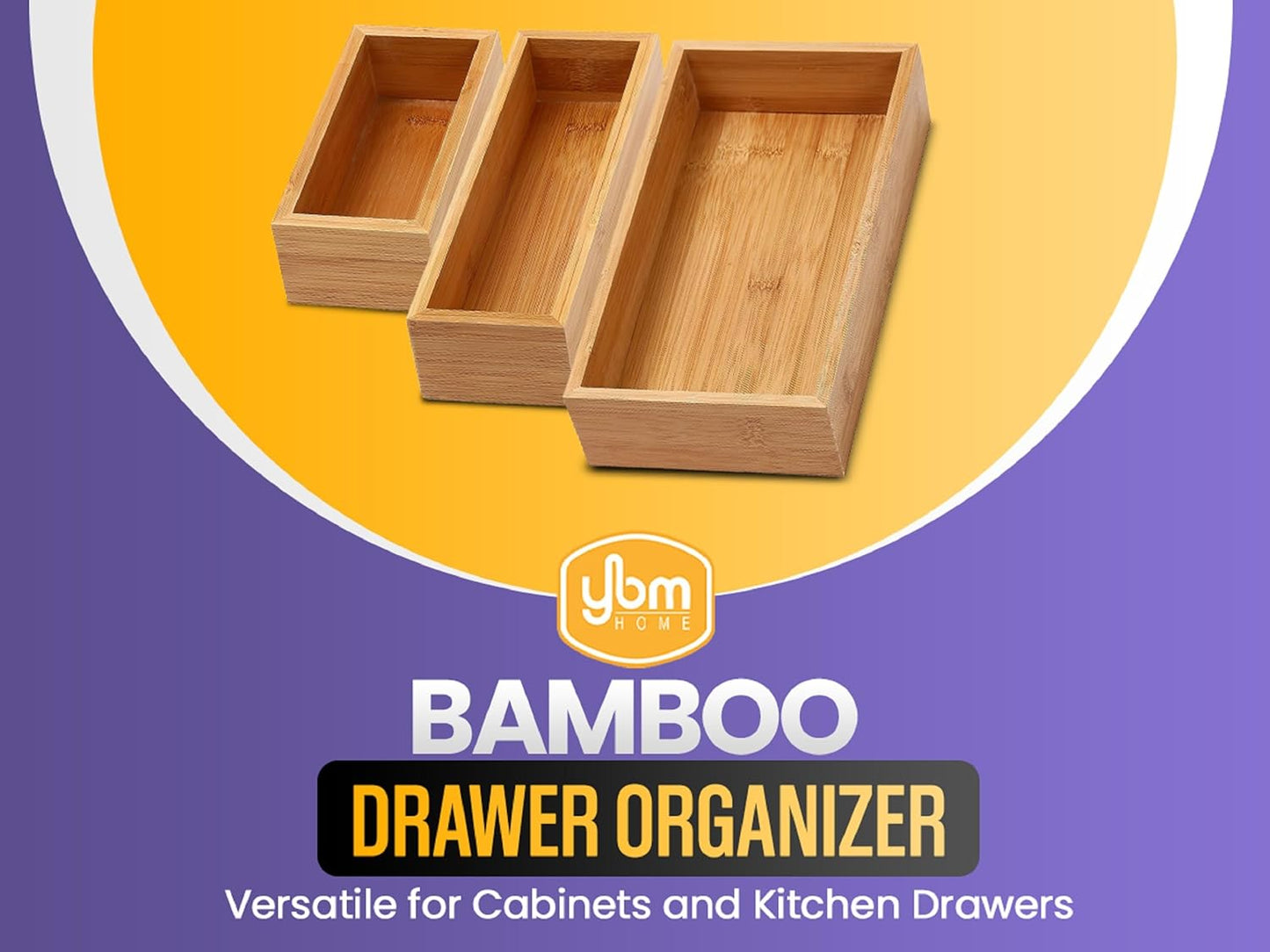 YBM Home & Kitchen Bamboo Drawer Organizer Box, 14"L x 10"W x 2"H, #319