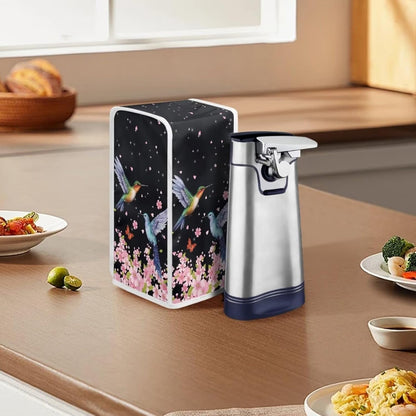 Electric Can Opener Dust Cover, Anti-Fingerprint Polyester Stain Resistant Cover with Floral Hummingbird Design