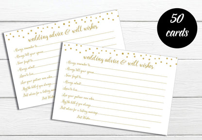 Wedding Advice and Well Wishes Cards, Gold Confetti, 50-Cards