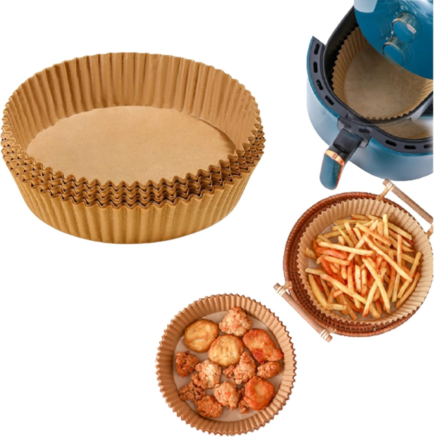 Air Fryer Disposable Paper Liner, 6.5 In Non-stick Baking Paper, Round Parchment Paper Sheets (100)