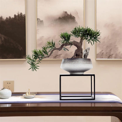 GRFIT Artificial Bonsai Ornaments with Simulation Plants for Hotel Studio, Zen Tea Table Decoration, Luxury Bonsai Artificial Tree Plant