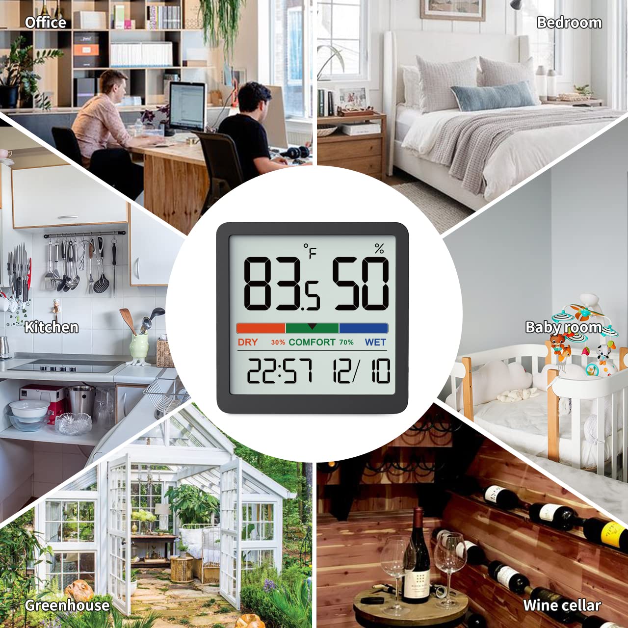 VOCOO Humidity Gauge Indoor Thermometer, Digital Humidity Sensor with Temperature Monitor, Accurate Hygrometer (2 Pack)