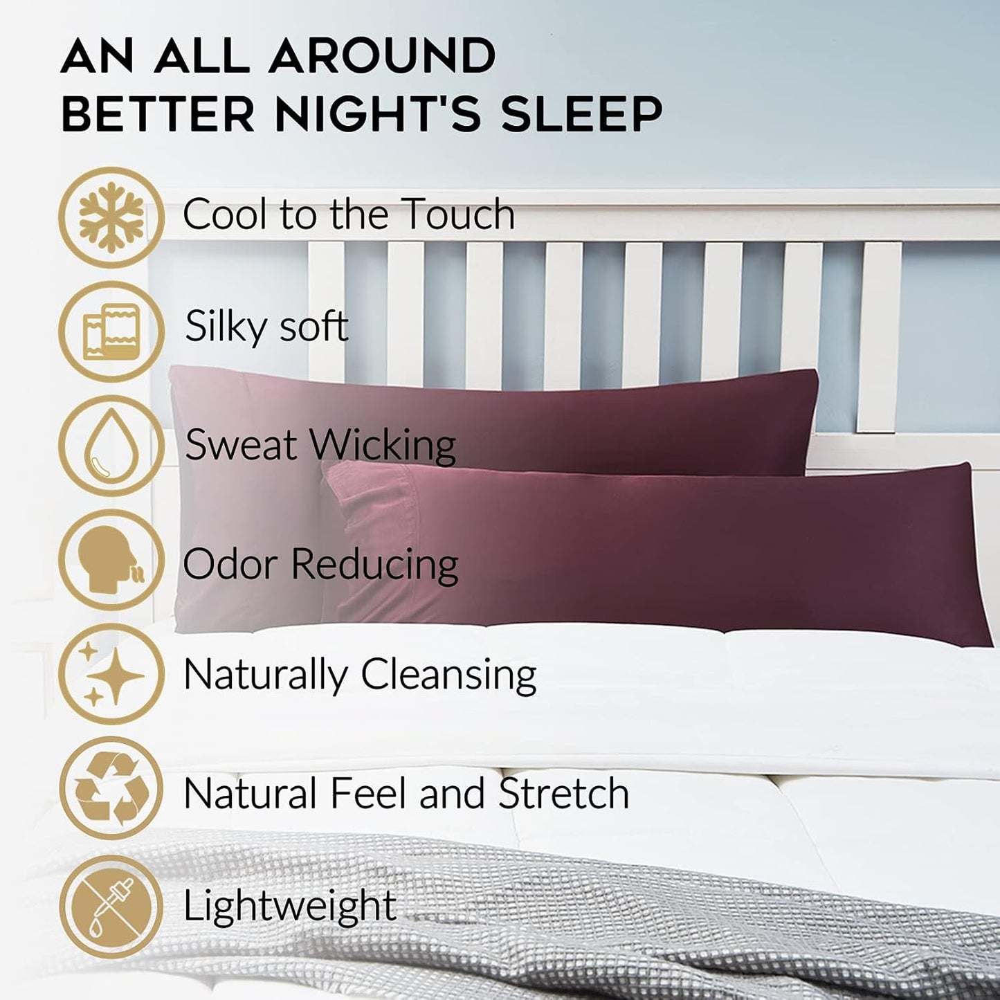 YnM Cooling Pillowcase 2 Pack, King Size (21''x40''), Burgundy
