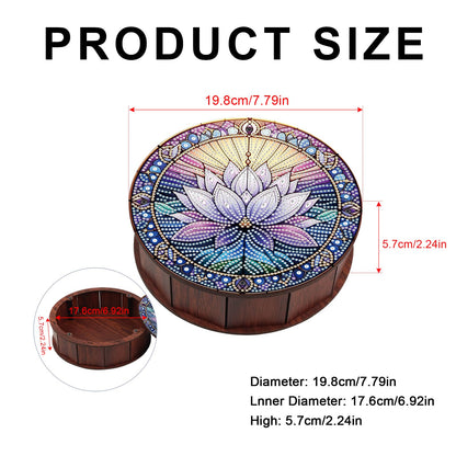 JISHSHAY Diamond Art Storage Box Lotus Diamond Painting Wooden Snack Box Flower Gem Painting Candy Box Gem Art Organizer Case Embroidery Kit Mosaic Kits for Adults Storage Containers with Lid