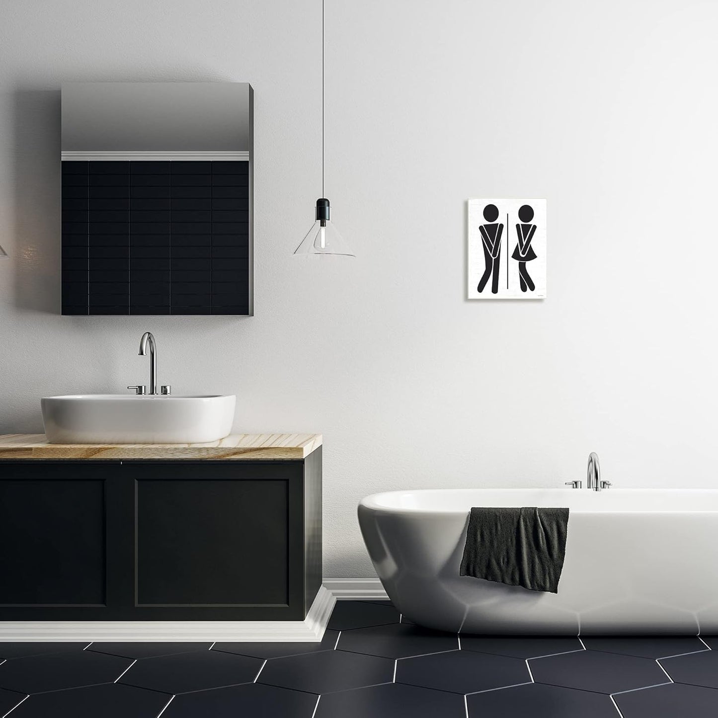 Stupell Industries Bathroom Sign Genders Got to Go Stance Figures Wall Plaque, Designed by Lettered and Lined, 10 x 15,