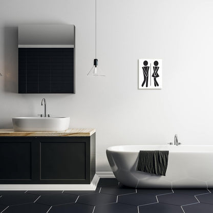 Stupell Industries Bathroom Sign Genders Got to Go Stance Figures Wall Plaque, Designed by Lettered and Lined, 10 x 15,