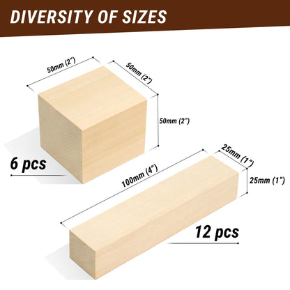 BeaverCraft Wood Carving Kit for Beginners S15 with Detail Chip Sloyd Whittling Knives & Leather Strop, 2 Different Sizes Basswood Soft Unfinished Carving Wood Blocks BW18