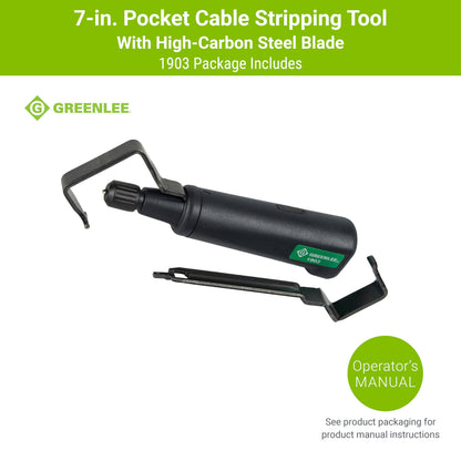 Greenlee 1903 7" Pocket Cable Stripping Tool with High-Carbon Steel Blade, 8 AWG - 1250 Kcmil