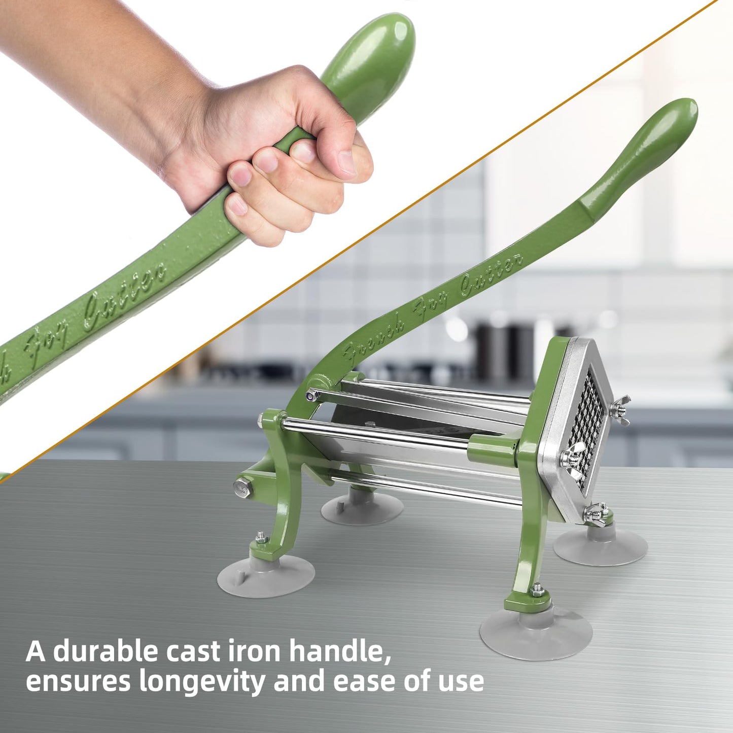 French Fry Cutter Commercial Potato Slicer with Suction Feet Complete Set, Includes 1/4", 3/8",1/2",8 Pieces,6 Pieces