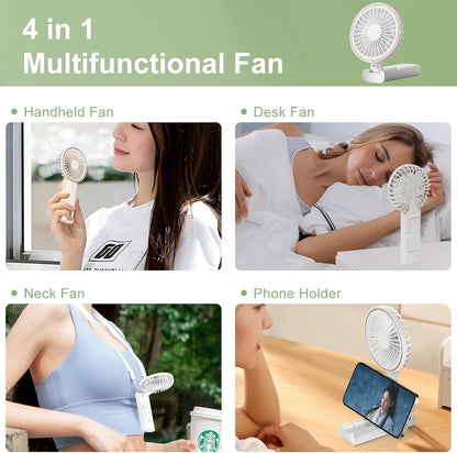 Mini Handheld Fan, Powerful Battery Operated Fan with LED Display, 4 Speed Adjustable for Travel
