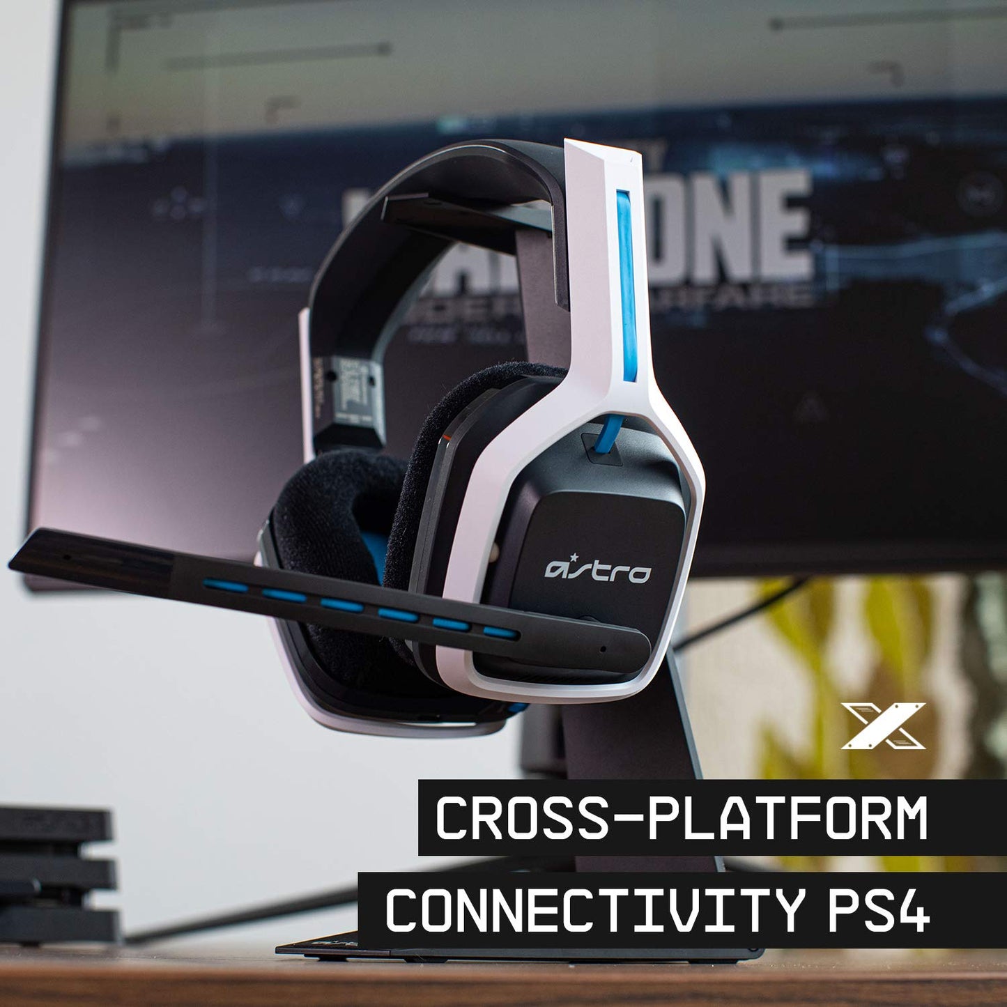 ASTRO Gaming A20 Wireless Headset Gen 2 - Compatible with PlayStation 4 & 5 / PC/Mac - White/Blue