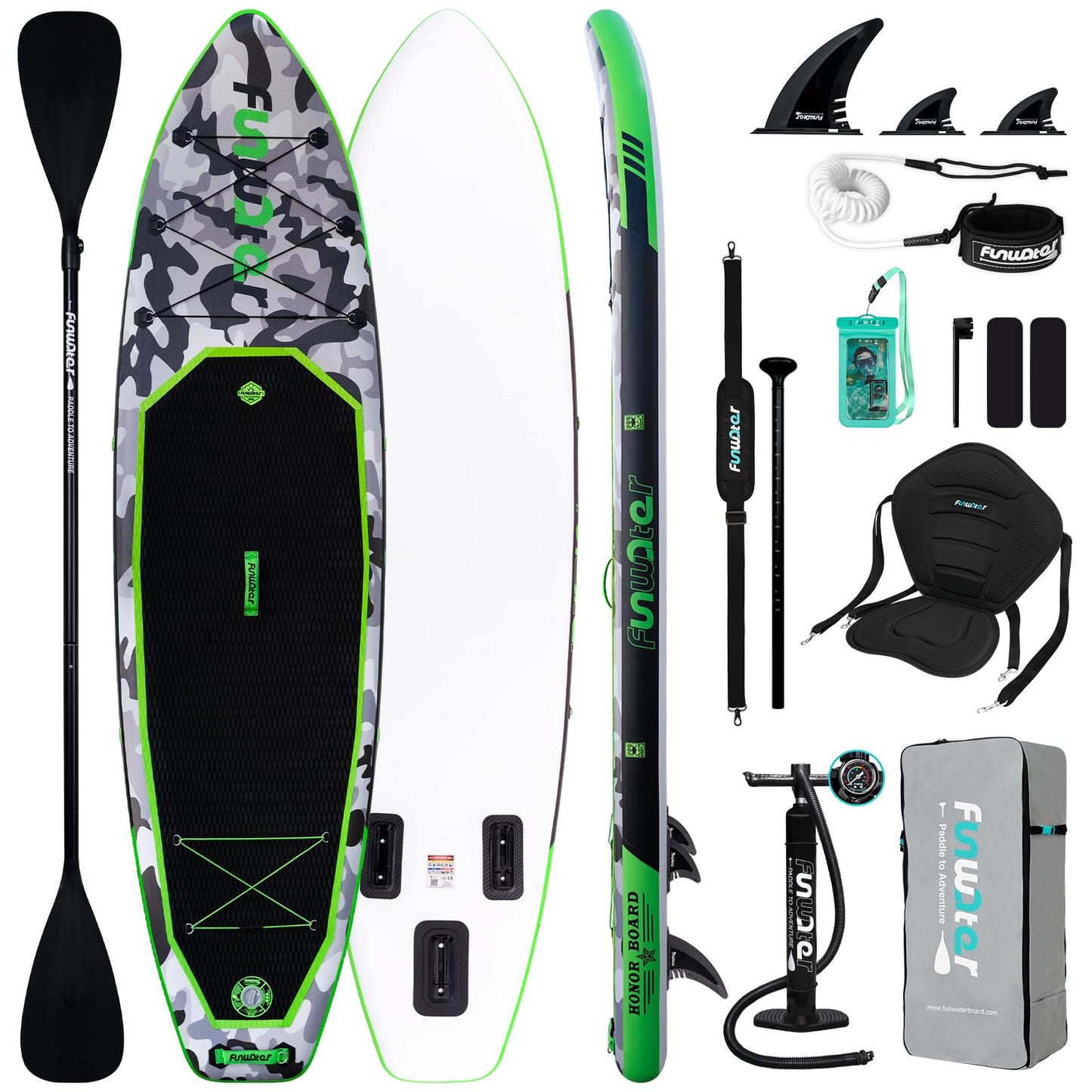 FunWater Inflatable Stand Up Paddle Board with Premium SUP Paddleboard Accessories, Anti-Slip EVA Deck, Paddle Boards for Adults & Youth of All Skill Levels